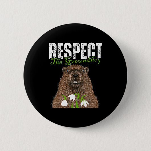 Vintage Respektiert den Waldmurmeltier Lustiger Ta Button (Vorderseite)