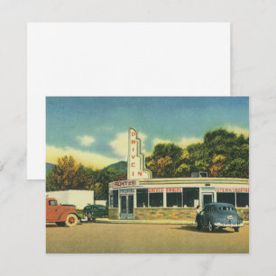 Vintage Restaurant, 50er Jahre Drive-In-Diner-Einl Einladung