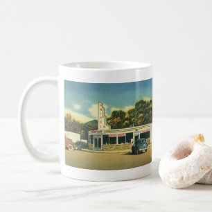 Vintage-Restaurant, 50er Jahre Drive-In-Diner und  Kaffeetasse