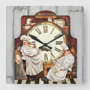Vintage-Restaurant Quadratische Wanduhr