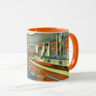 Vintage Restaurant, Retro-Raststätte Innenraum Tasse