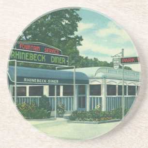 Vintage-Restaurant, Retro-Rhinebeck-Straßendiner Sandstein Untersetzer