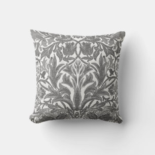 Vintage restaurierte graue William Morris Pimperne Kissen