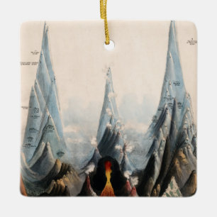 Vintage restaurierte Infografik Weihnachten Berge Keramikornament