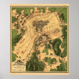 Vintage restaurierte Karte der Schlacht von Gettys Poster