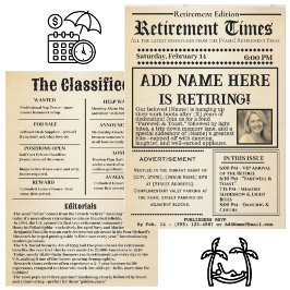 Vintage “Retirement Times” Newspaper Invitation Einladung