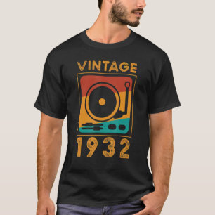 Vintage Retro 1932 90. Geburtstag Plattenspieler T-Shirt