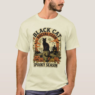 Vintage Retro 1970er Jahre Black Cat Social Club H T-Shirt