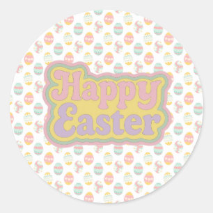 Vintage/Retro 1970er Ostern Runder Aufkleber