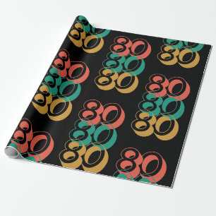 Vintage Retro 1980 Rot Grün Gelb  Geschenkpapier