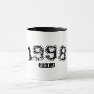 Vintage Retro 1998 Grunge Est. Gegründet Grafik Tasse