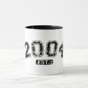 Vintage Retro 2004 Grunge Est. Gegründet Grafik Tasse