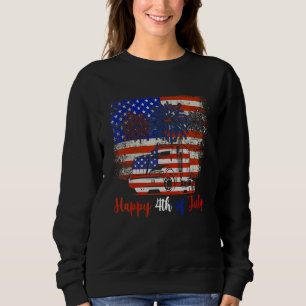 Vintage Retro 4. Juli LKW-Fahrer Amerikanische Fla Sweatshirt