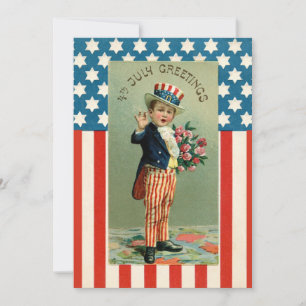 Vintage Retro 4. Juli USA junger Onkel Sam Feiertagskarte