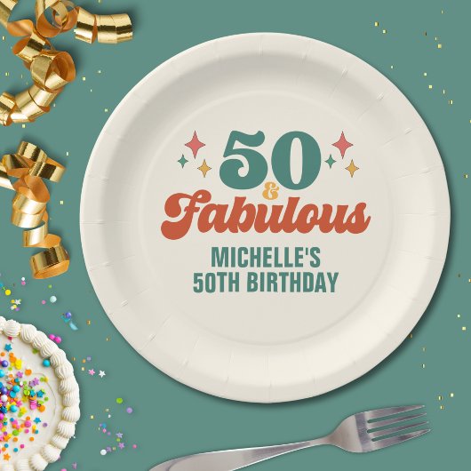 Vintage Retro 50 And Fabulous Birthday Pappteller