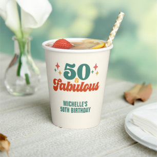 Vintage Retro 50 und fantastischer Geburtstag Pappbecher
