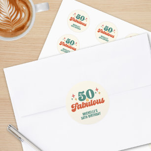 Vintage Retro 50 und fantastischer Geburtstag Runder Aufkleber