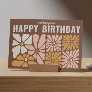 Vintage Retro 60er Jahre Blumen Happy Birthday Kar Karte
