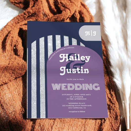 Vintage Retro-70er-Foto-Hochzeit Einladung