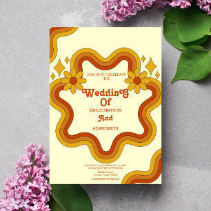 Vintage Retro-70er-Hochzeit Einladung