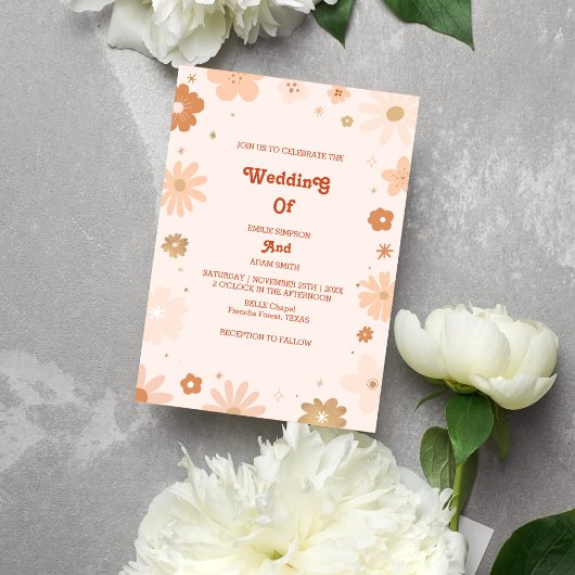 Vintage Retro-70er-Hochzeit Einladung