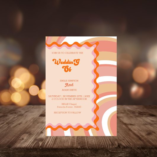 Vintage Retro-70er-Hochzeit Einladung