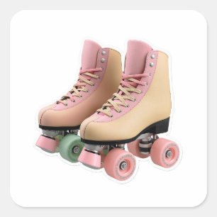 Vintage Retro 70er Jahre Pastell-Rollschuhe ausges Quadratischer Aufkleber