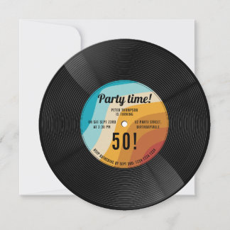 Vintage Retro 70er Jahre Vinyl Record Music Geburt Einladung