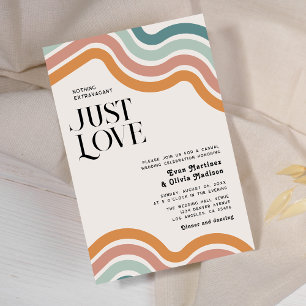 Vintage Retro 70er Regenbogen Hochzeit - Nur Liebe Einladung
