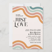 Vintage Retro 70er Regenbogen Just Liebe Hochzeit Einladung (Vorderseite)