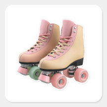Vintage Retro 70s Pastel Roller Skates Die-Cut Sti