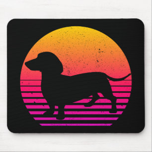 Vintage Retro 80er Jahre Style Dackel Mousepad