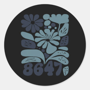 Vintage Retro 8647 Subtile Anti-Trump-86-47-Blumen Runder Aufkleber
