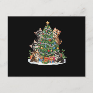 Vintage Retro 90er Katzen-Weihnachtsbaum-Tierliebh Begleitkarte