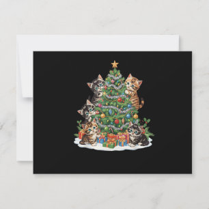 Vintage Retro 90er Katzen-Weihnachtsbaum-Tierliebh Einladung