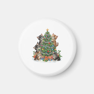 Vintage Retro 90er Katzen-Weihnachtsbaum-Tierliebh Magnet