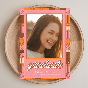 Vintage Retro Absolventenfoto Einladung zur Abschl Postkarte
