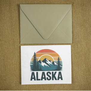 Vintage Retro Alaska Sonnenuntergang Outdoor-Abent Karte
