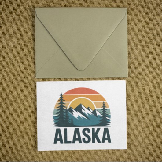 Vintage Retro Alaska Sunset Outdoor Adventure  Karte