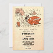 Vintage Retro Alte Funny Couple Comic Brautparty Einladung (Vorderseite)