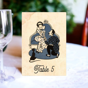 Vintage Retro Alte Hochzeits-Comic-Hochzeit aus de Tischnummer