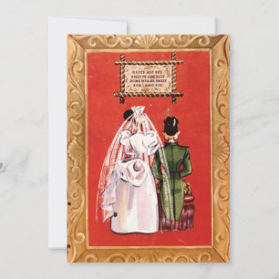 Vintage Retro Alte Pop Art Romantische Paar Hochze Einladung
