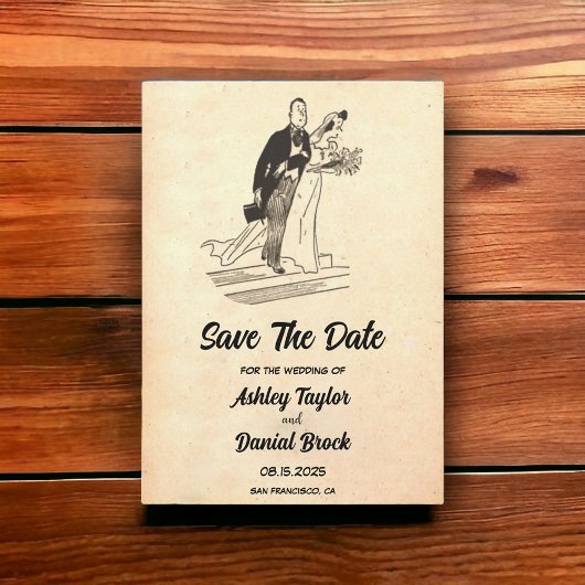 Vintage Retro-alte rustikale Hochzeit speichern Si Einladung