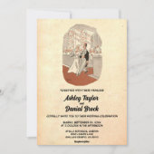 Vintage Retro Alte Rustikale Paarfeier Hochzeit Einladung (Vorderseite)