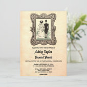 Vintage Retro Altes Comic Hochzeit Einladung (Stehend Vorderseite)