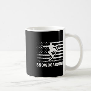 Vintage Retro American Flag Snowboarding 4 Kaffeetasse