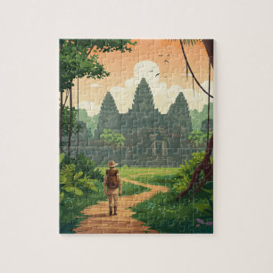 Vintage Retro Angkor Wat Kambodscha  Puzzle