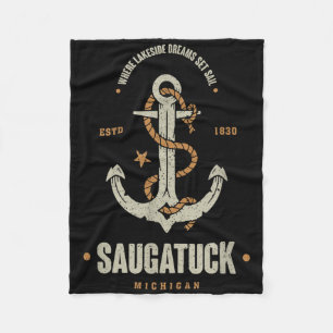 Vintage Retro Anker Saugatuck Michigan Bootfahren Fleecedecke