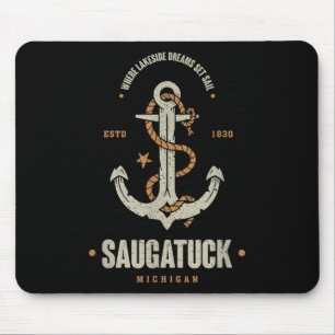 Vintage Retro-Anker Saugatuck Michigan Bootfahren Mousepad