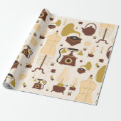 Vintage Retro-Antiqua-Phonograph Mannequin sepia Geschenkpapier (Ungerollt)